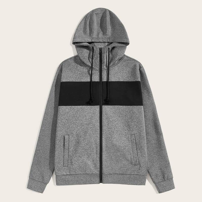

Guys Zip Up Colorblock Hooded Jacket, Grey