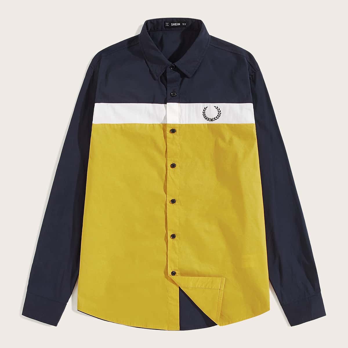 

Guys Graphic Print Cut-and-sew Shirt, Multicolor