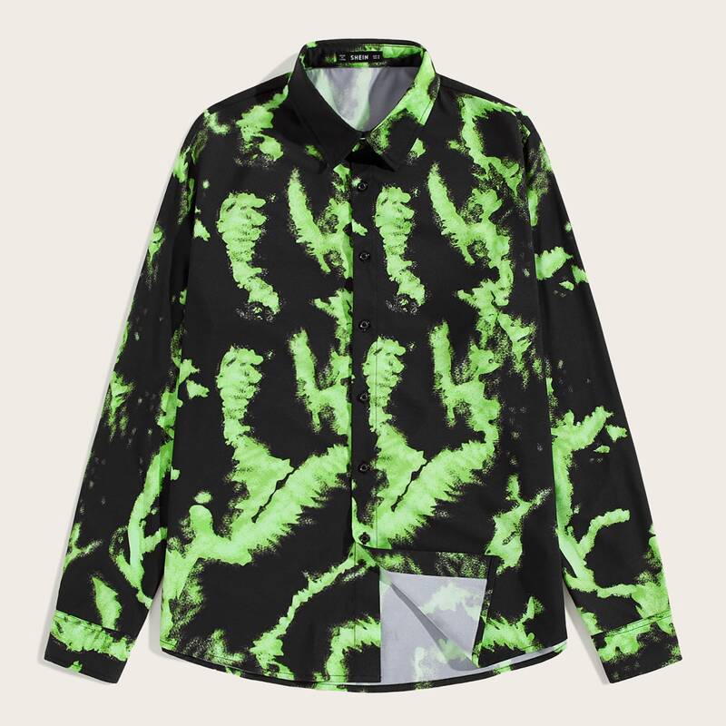 

Guys Tie Dye Curved Hem Shirt, Multicolor