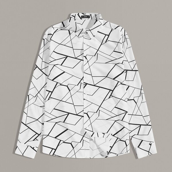 

Men Geo Print Shirt, Black and white