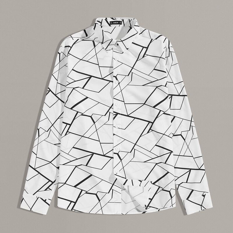 

Guys Geo Print Shirt, Black and white