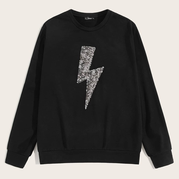 

Men Contrast Sequin Lightning Sweatshirt