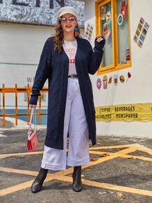 Plus Cable Knit Drop Shoulder Cardigan