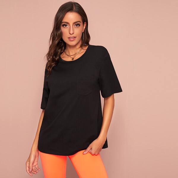 

Solid Pocket Front Top, Black