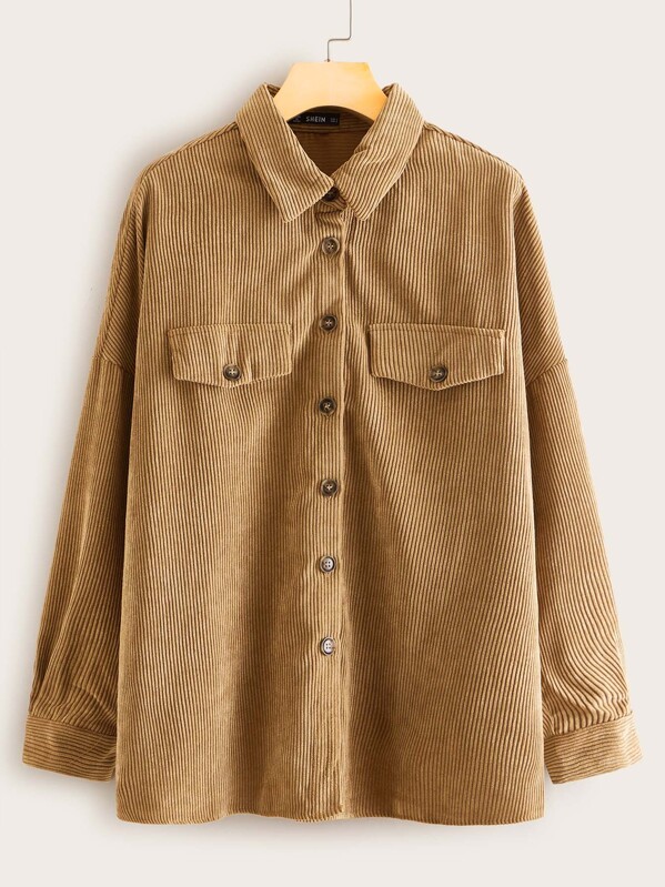 Single Breasted Cord Coat, Camel