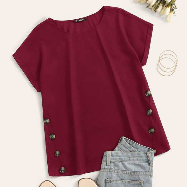 

Buttoned Front Top, Burgundy