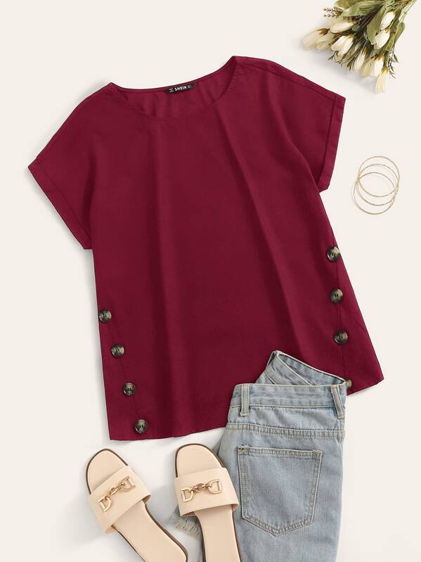 

Buttoned Front Top, Burgundy