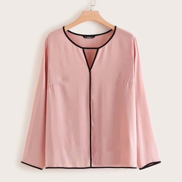 

Plus Contrast Binding Peekaboo Top, Pink pastel