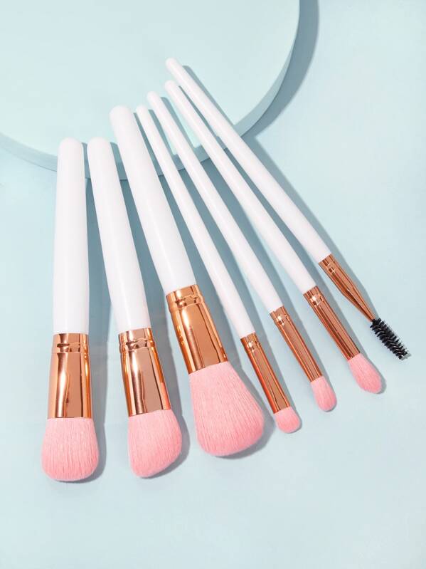 

7pcs Two Tone Handle Makeup Brush Set, Multicolor