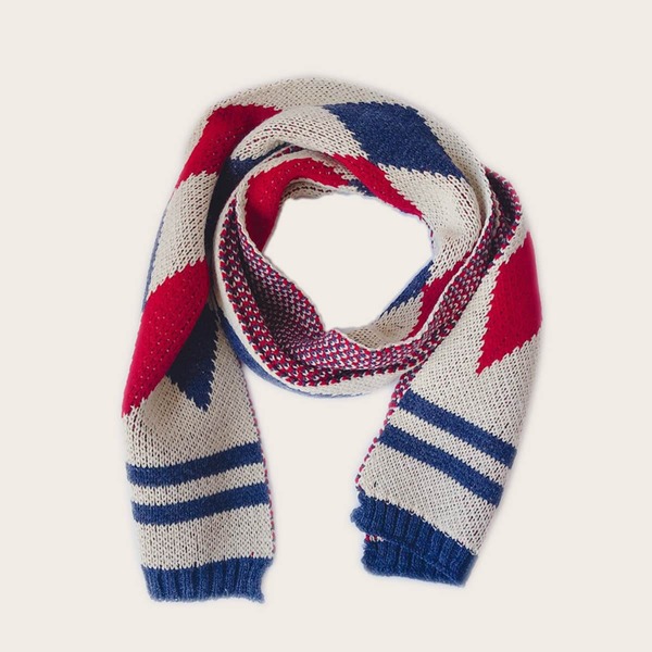 

Toddler Kids Geometric Pattern Scarf, Multicolor