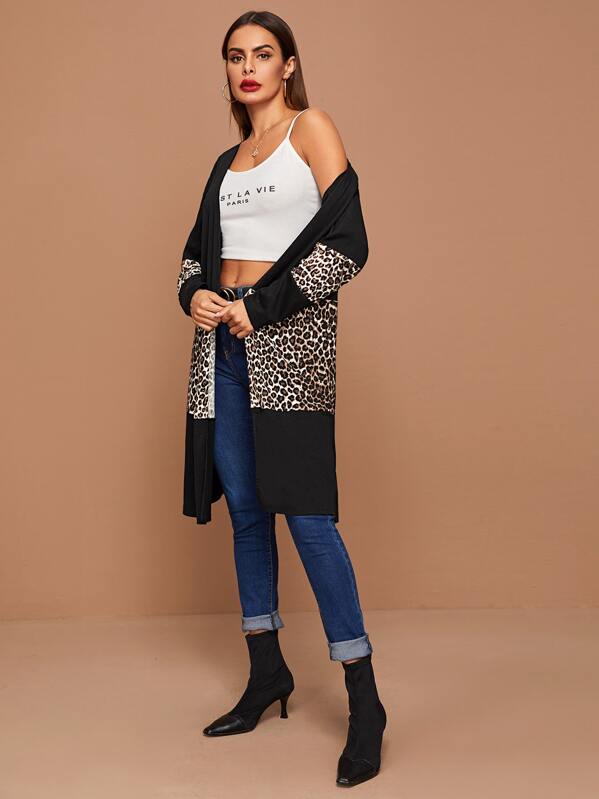 

Drop Shoulder Cut-and-sew Duster Coat, Black, Andy