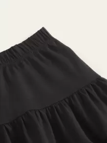 SHEIN WYWH Falda bajo fruncido de cintura elástica - Negro - Ver 3