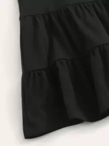 SHEIN WYWH Falda bajo fruncido de cintura elástica - Negro - Ver 4