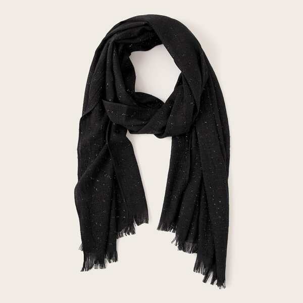 

Fringe Hem Scarf, Black