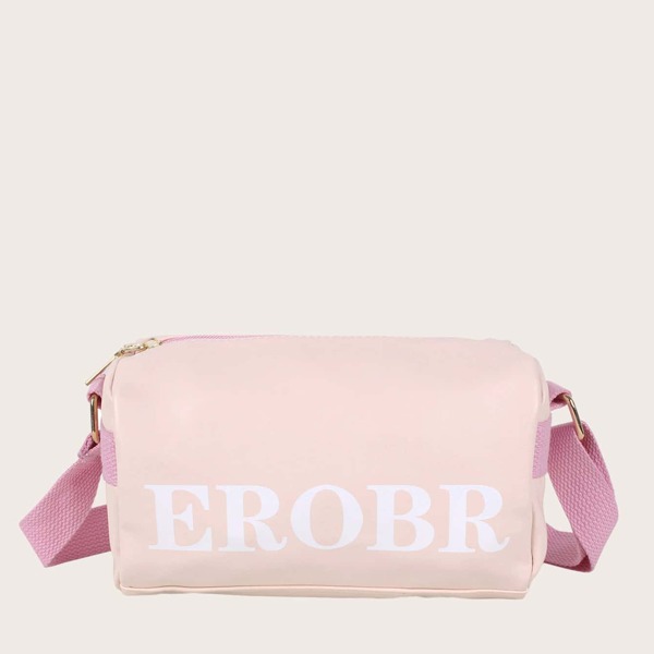 

Girls Letter Graphic Crossbody Bag, Pink