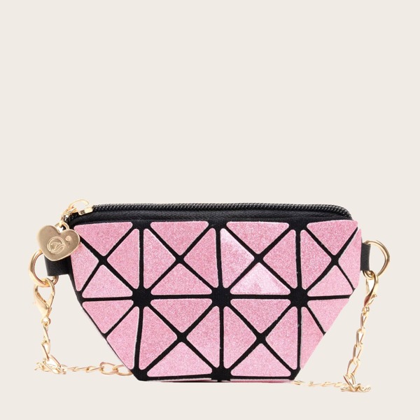 

Girls Geo Glitter Chain Bag, Pink