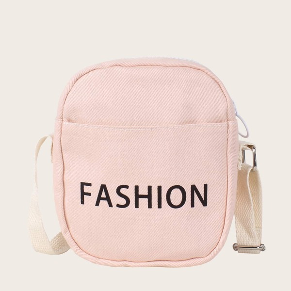 

Girls Letter Graphic Adjustable Strap Bag, Pink