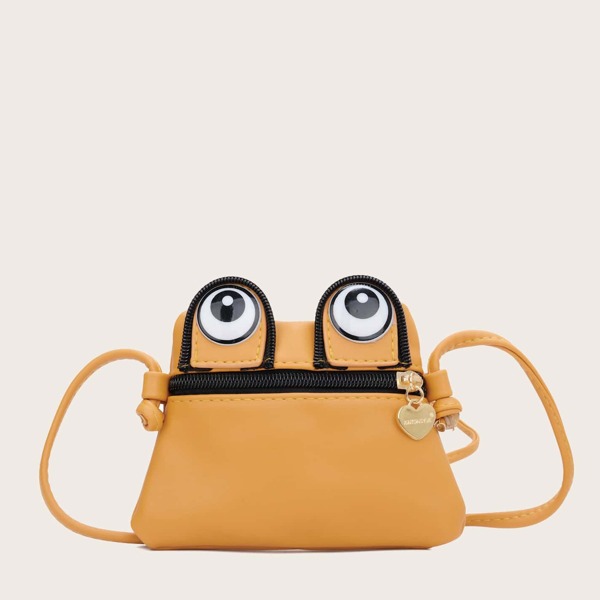 

Kids Cartoon Eyes Zip Up Crossbody Bag, Yellow