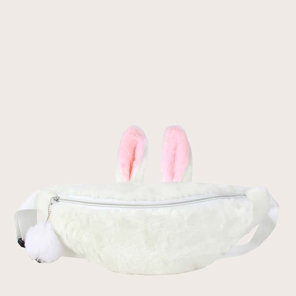 

Girls Rabbit Fluffy Bum Bag, White
