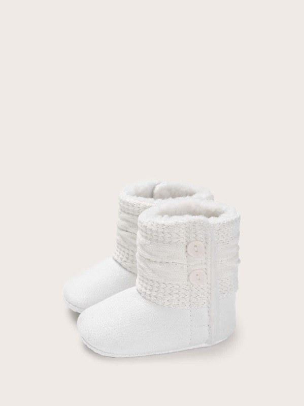

Baby Girls Side Button Faux Fur Lined Boots, White