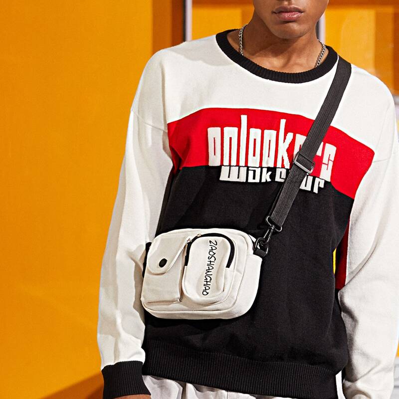 

Guys Letter Graphic Canvas Crossbody Bag, White
