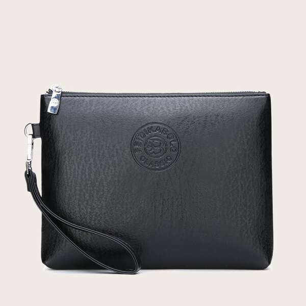 

Men Letter Graphic Clutch Bag, Black