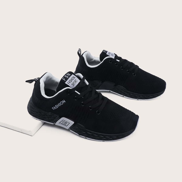 

Men Letter Graphic Lace Up Sneakers, Black