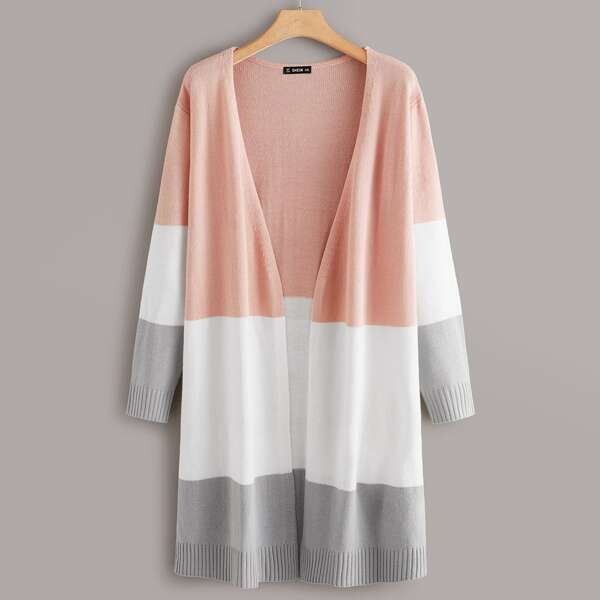 

Plus Color Block Longline Cardigan, Multicolor