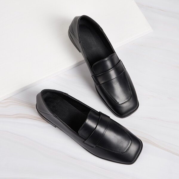 

Solid Square Toe Loafers