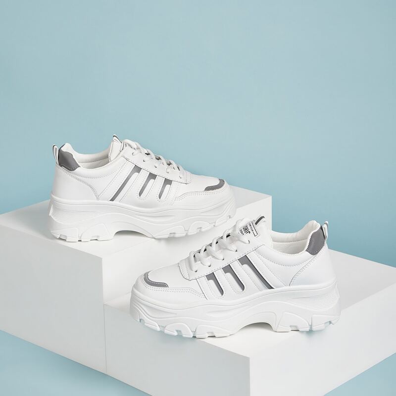 

Lace Up Front Chunky Sneakers, White