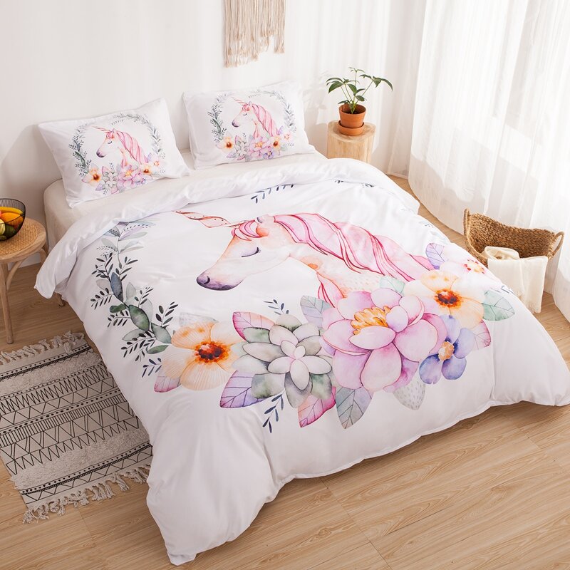 

Unicorn & Flower Print Sheet Set, Multicolor
