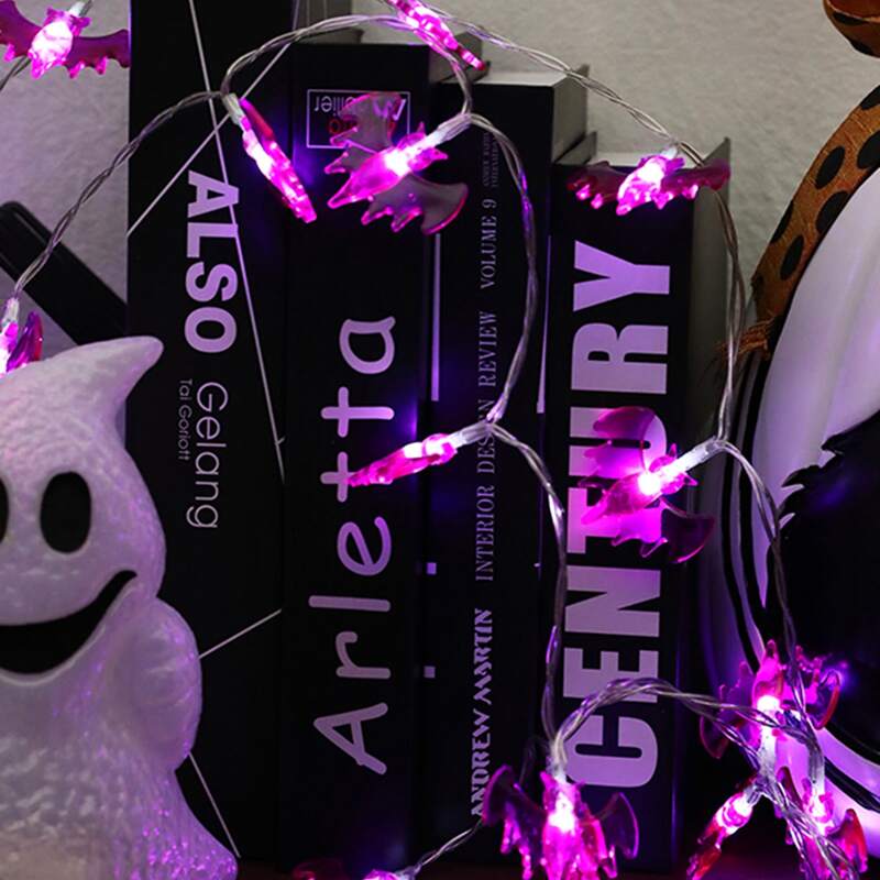 

20pcs Halloween Bat Shaped Bulb String Light, Pink