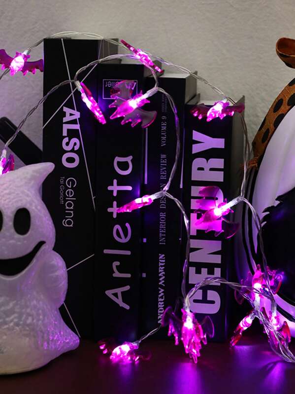 

20pcs Halloween Bat Shaped Bulb String Light, Pink