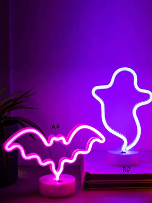 

1pc Halloween Bat & Ghost Shaped Night Light, Multicolor