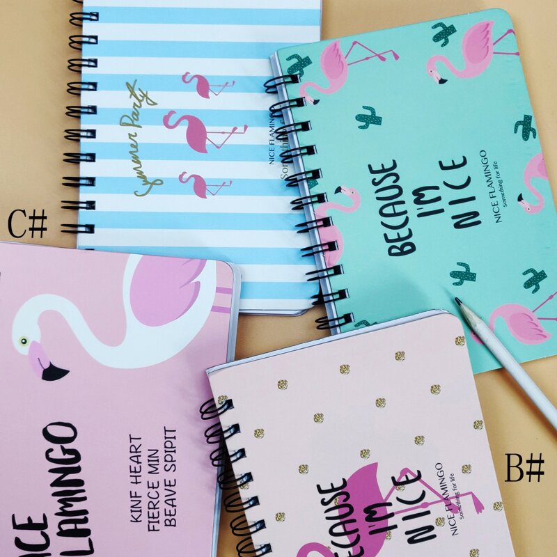 

1pc Flamingo Print Cover Spiral Notebook