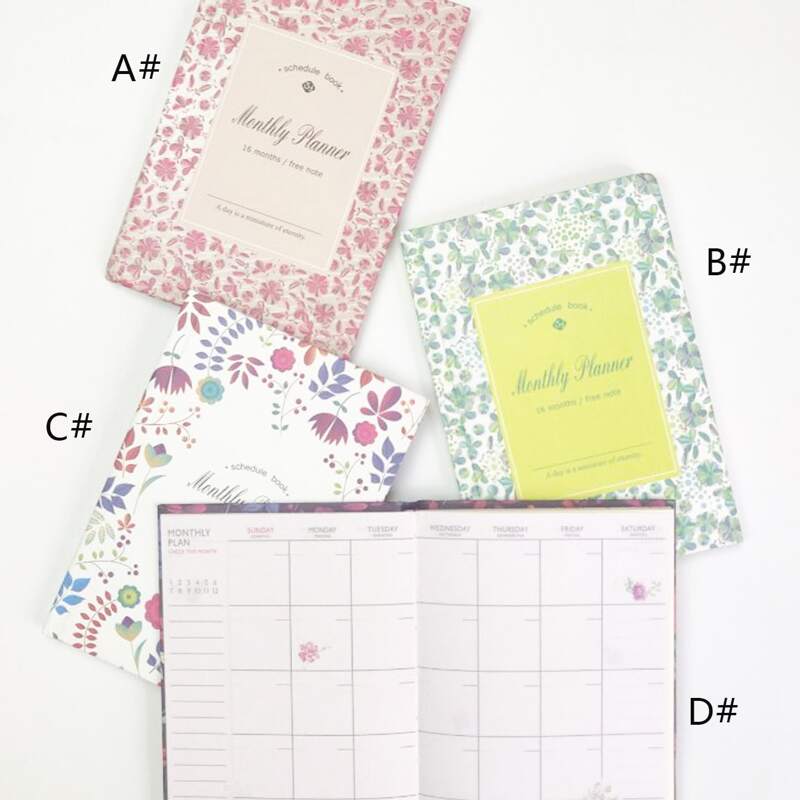 

1pc Floral Print Cover Schedule Notebook