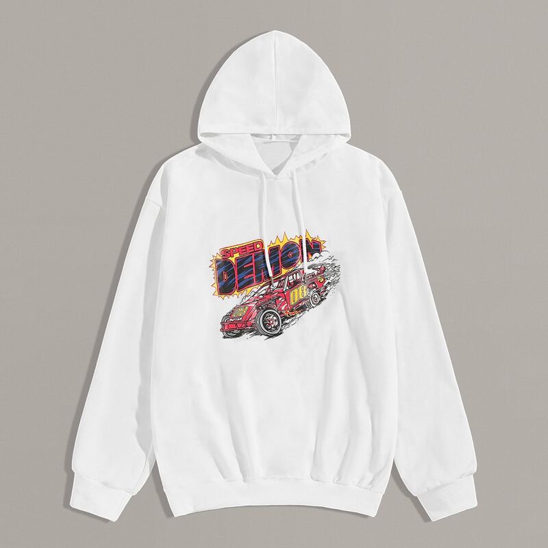 

Guys Letter And Car Graphic Hoodie, White