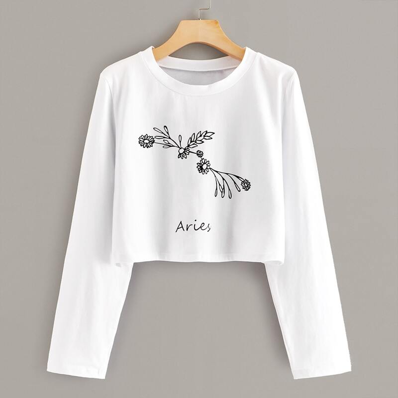 

Letter And Floral Graphic Tee, White