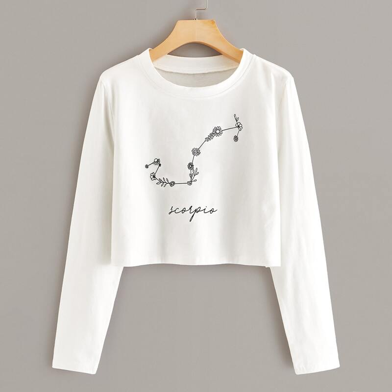 

Letter And Floral Graphic Tee, White