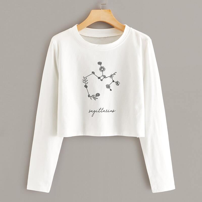 

Letter And Floral Graphic Tee, White