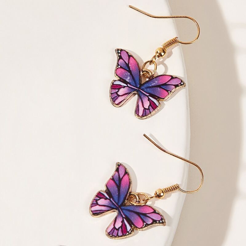 

1pair Butterfly Drop Earrings, Multicolor