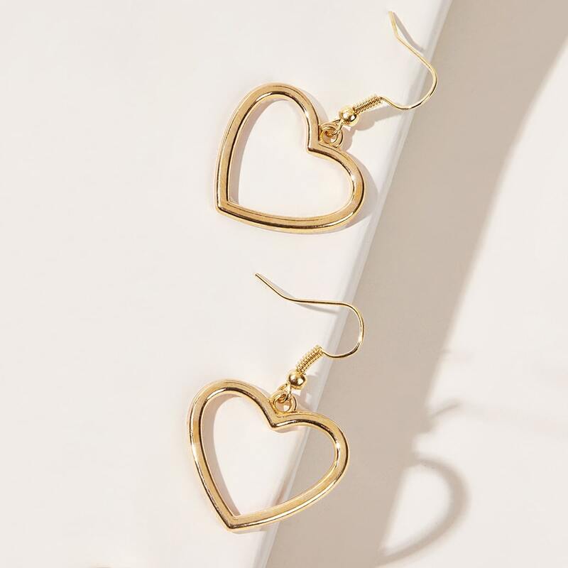 

1pair Heart Drop Earrings, Gold