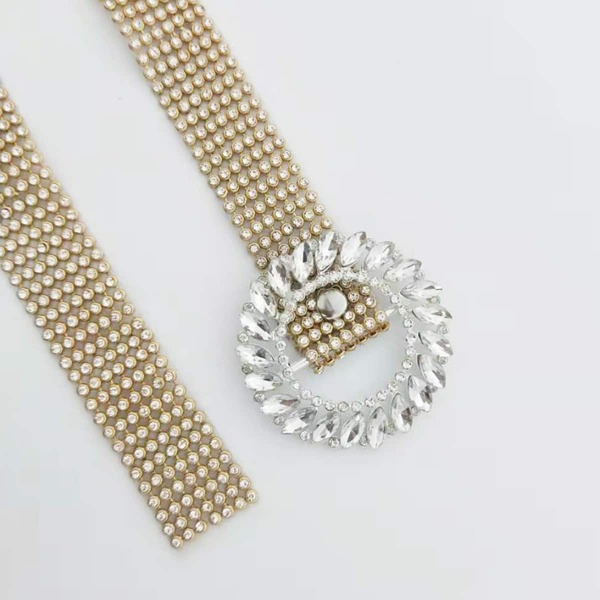 

Rhinestone Decor Buckle Belt, Gold