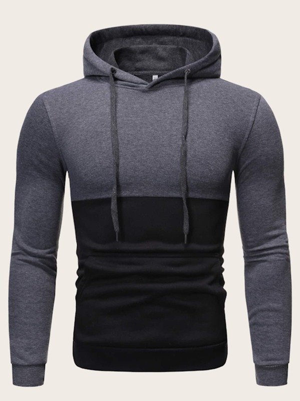 

Men Two Tone Drawstring Hoodie, Multicolor