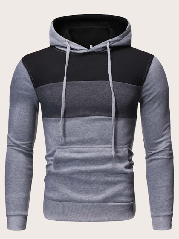 

Men Cut And Sew Drawstring Hoodie, Multicolor