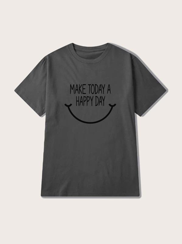 

Men Letter Graphic Tee, Grey