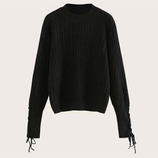 

Lace-up Cuff Cable Knit Jumper