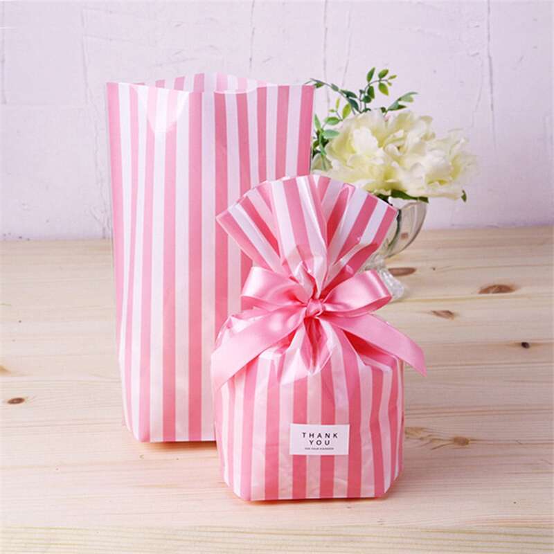 

50pcs Random Striped Pattern Biscuit Bag, Multicolor
