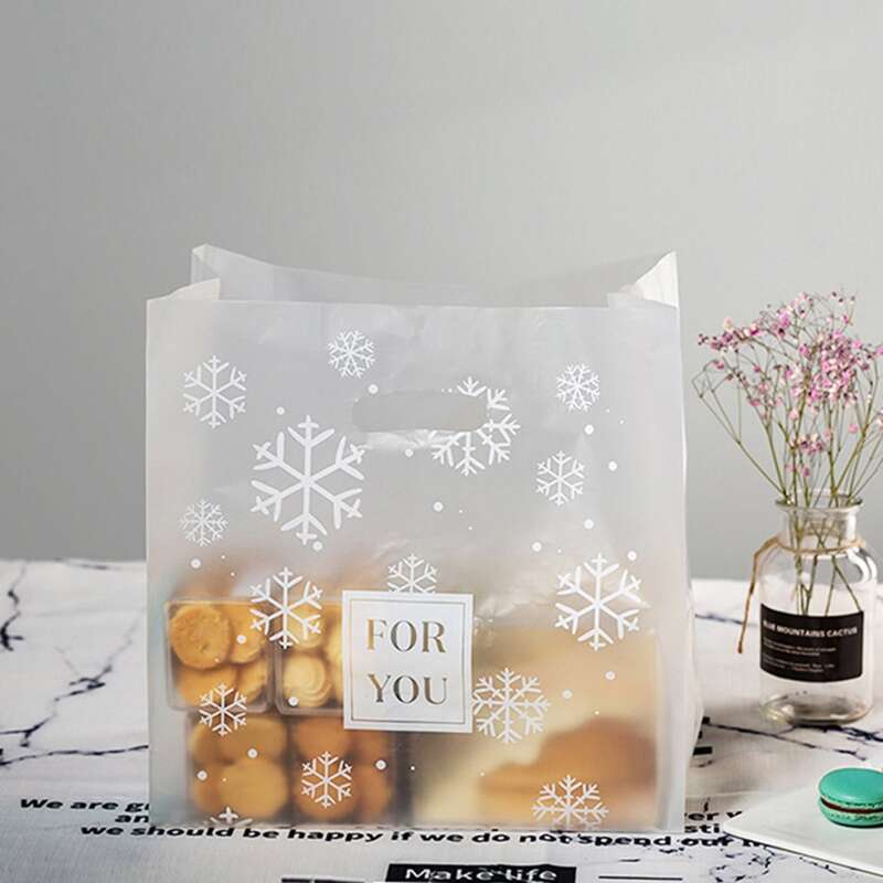 

10pcs Snowflake Print Bake Packaging Bag, White