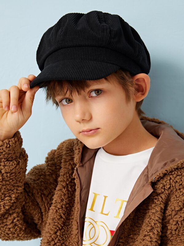 

Kids Pleated Bakerboy Hat, Black